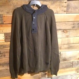 Guess hooded sweatshirt henley mens large olive green